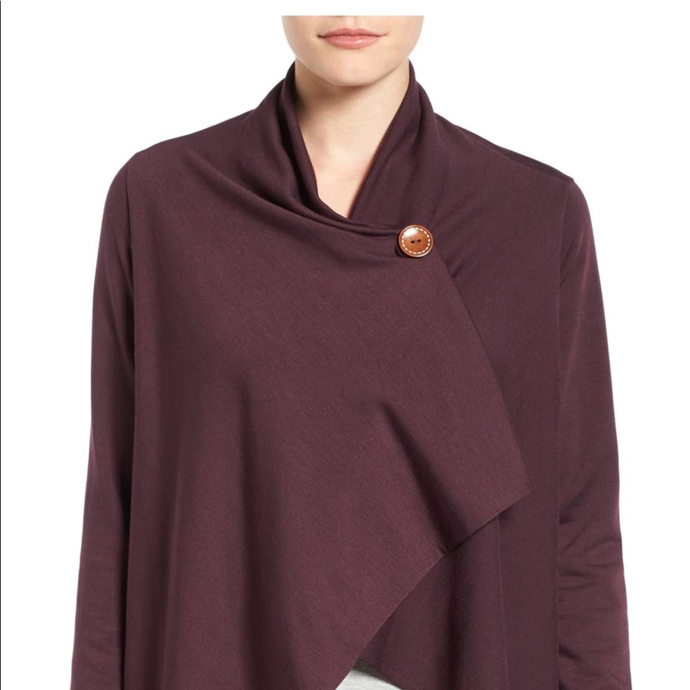 Bobeau Plum one button Cardigan